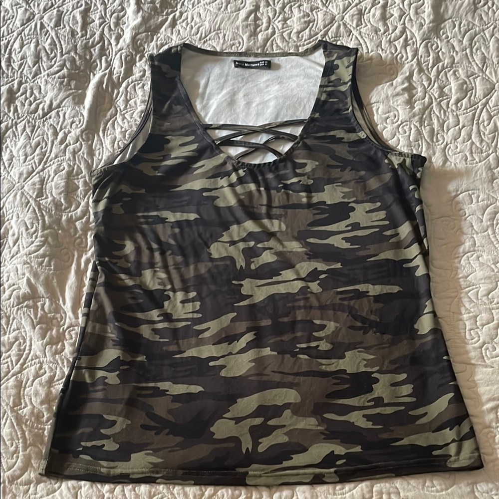 Sarin Mathews Camo Print Sleeveless Top